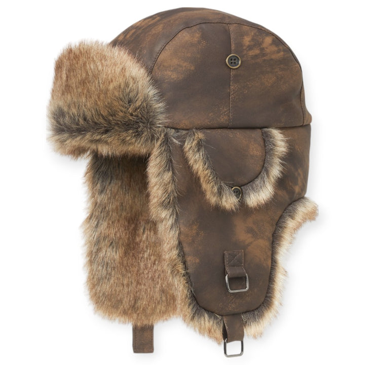 MJM Trapper Hat 42 - Faux Leather/Fur - Brown - Hat from MJM Hats at The Prince Webshop