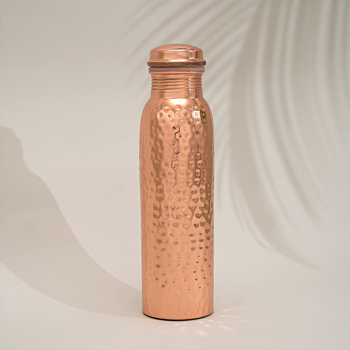 Pure Copper Water Bottle Hammered - 1 liter - Gift Idea from Ayurveda Specialist B.V. at The Prince Webshop