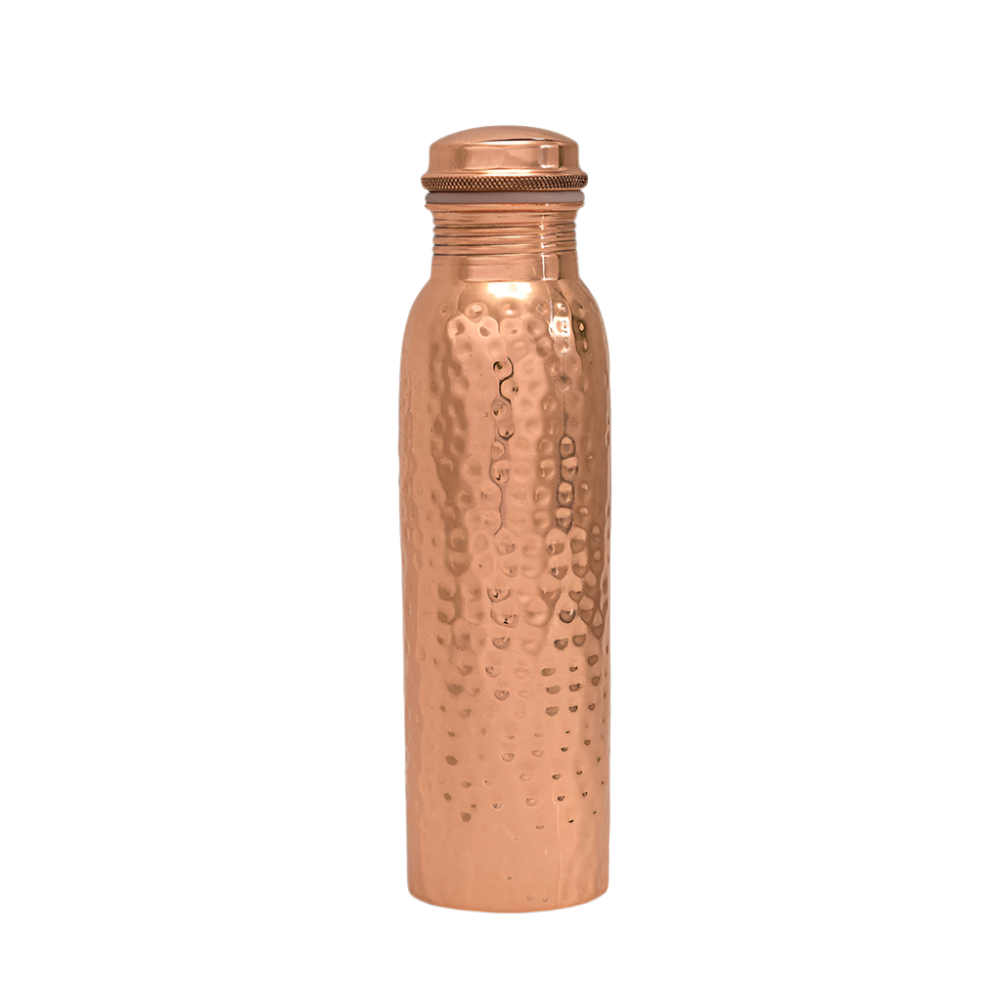 Pure Copper Water Bottle Hammered - 1 liter - Gift Idea from Ayurveda Specialist B.V. at The Prince Webshop
