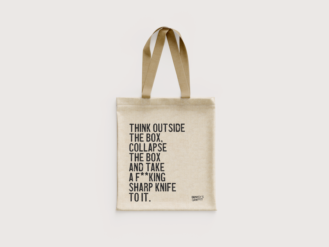 Banksy's Graffiti Mini Tote Bag - Think Outside the Box - Tasker fra Banksy's Grafitti hos The Prince Webshop