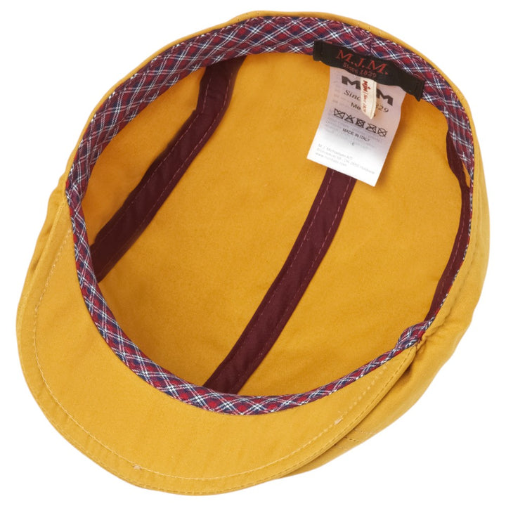 MJM Daffy 3 Staywax - Yellow Oilskin Sixpence - Flat Cap from MJM Hats at The Prince Webshop