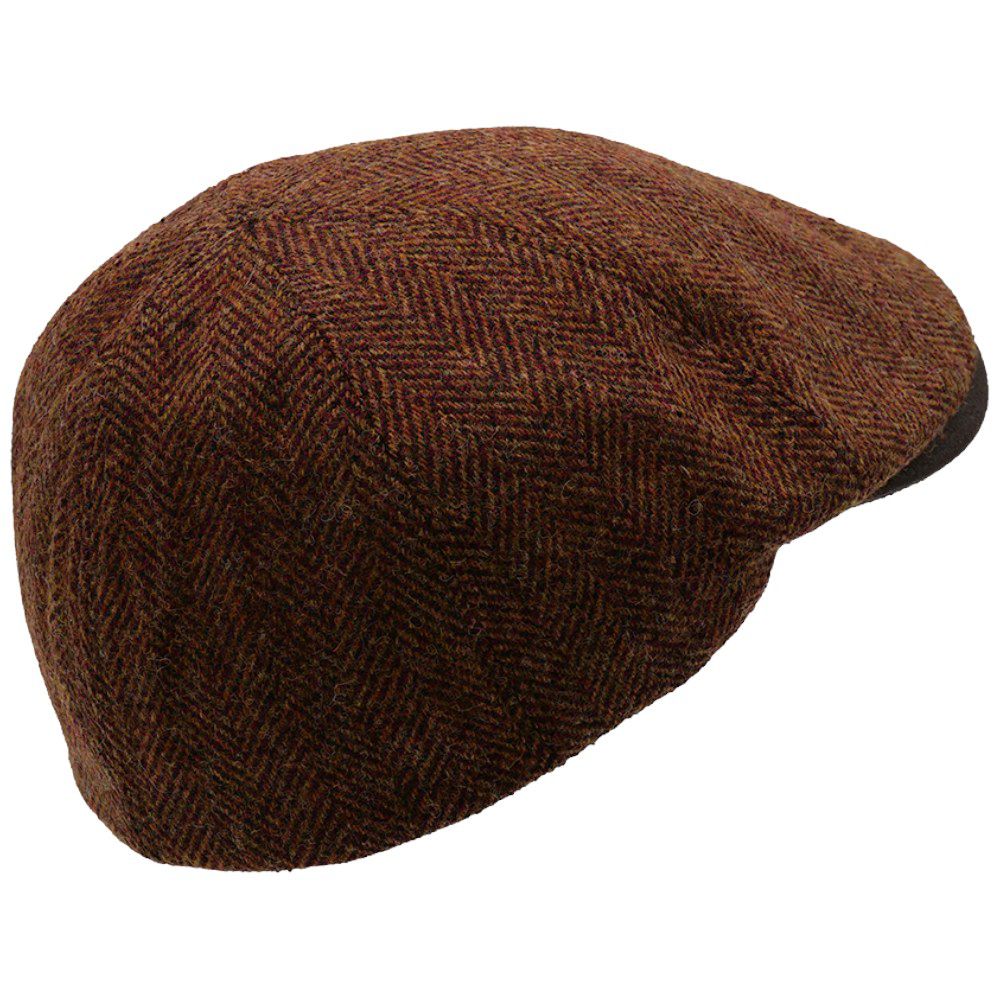 MJM Broker Xtra 62 Wool Mix Rust Herringbone Flat Cap