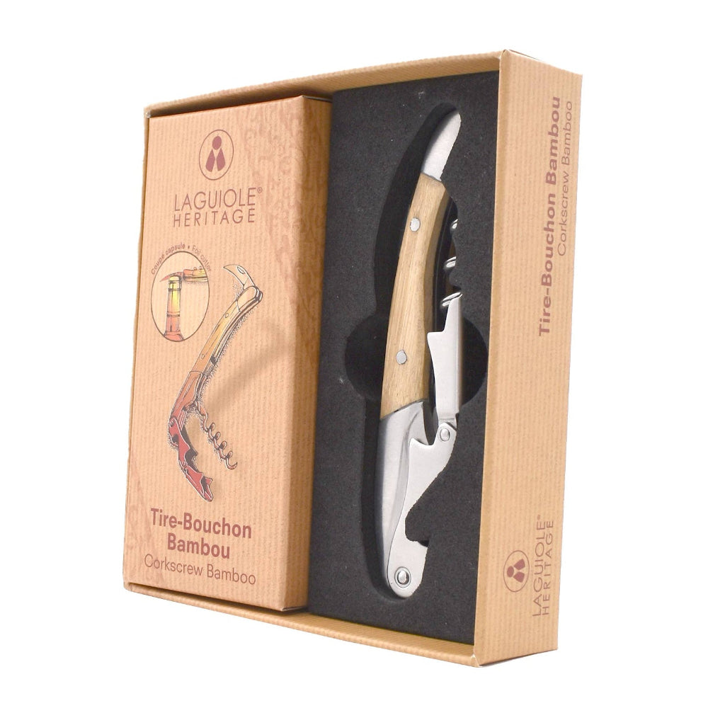 Laguiole Heritage Sommelier Proptrækker med Bambushåndtag - Proptrækker fra Laguiole by Polyflame hos The Prince Webshop
