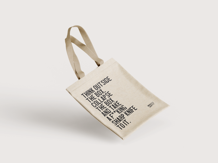 Banksy's Graffiti Mini Tote Bag - Think Outside the Box - Tasker fra Banksy's Grafitti hos The Prince Webshop