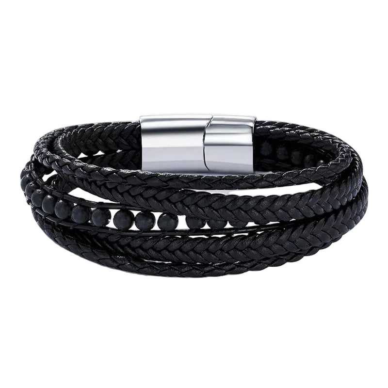 Echelon Læder og rustfrit stål armbånd - Sort - Armbånd fra BYREN | ÉLINE L'ATELIER hos The Prince Webshop