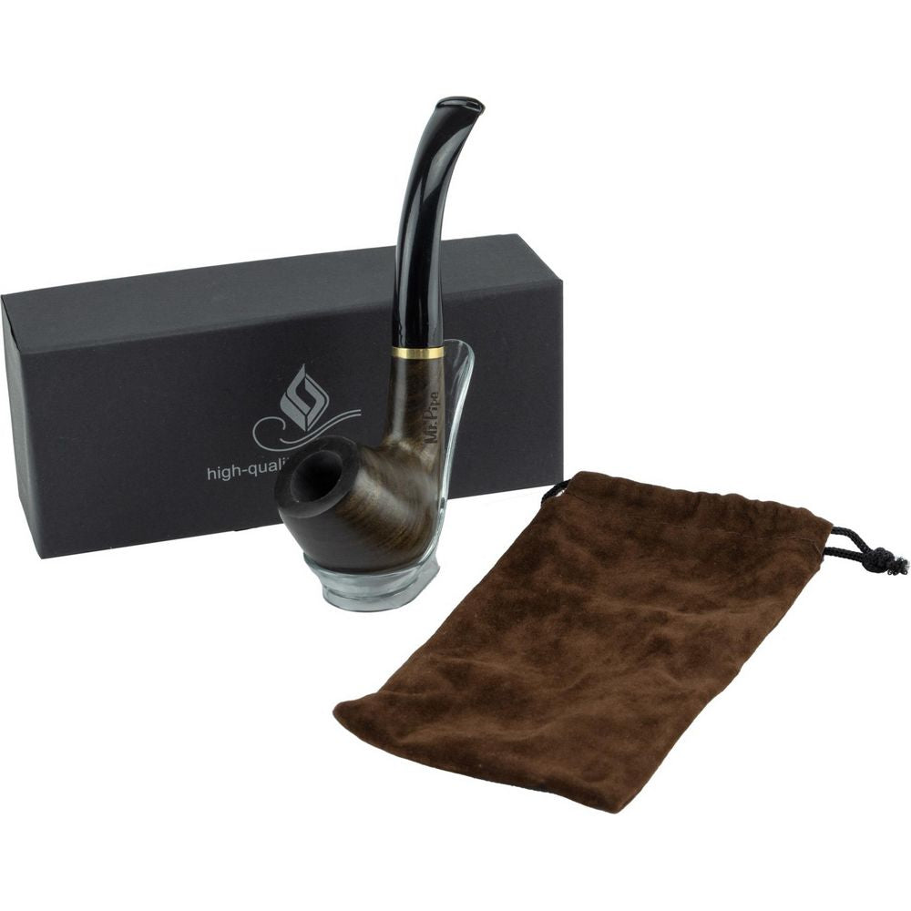 Mr. Pipe Pibe Red Redwood Bøjet inkl. Stand - Pibe fra Mr. Pipe hos The Prince Webshop