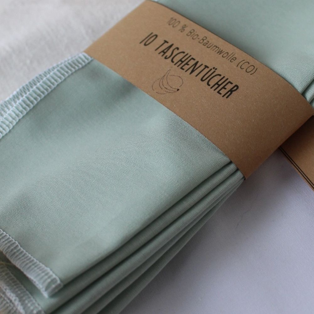 5 Pak Økologiske Lommetørklæder Hvid eller Mint - 20X20 cm - Lommetørklæde fra mango.bananen hos The Prince Webshop