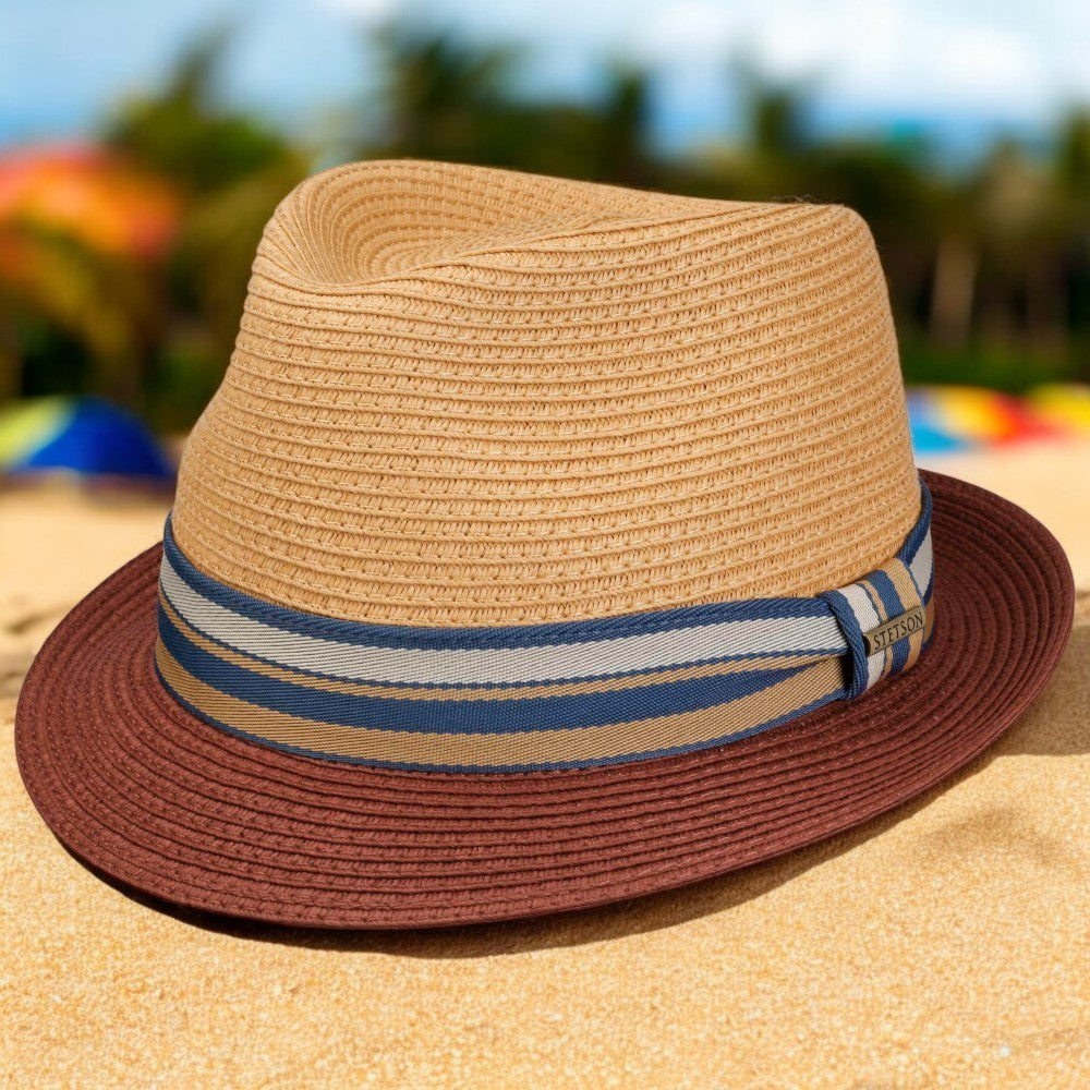 Stetson Trilby Toyo Straw Summer Hat - Red/Beige - Hat from Stetson at The Prince Webshop