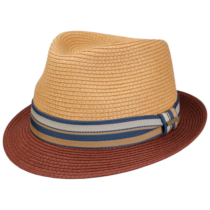 Stetson Trilby Toyo Straw Summer Hat - Red/Beige - Hat from Stetson at The Prince Webshop