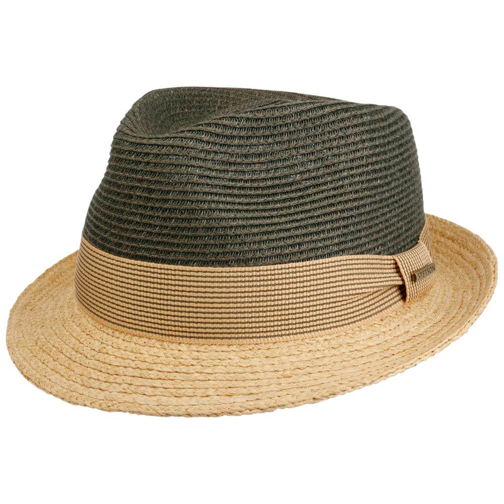 Stetson Trilby Toyo Raffia Strå Sommerhat - Oliven / Beige - Hat fra Stetson hos The Prince Webshop