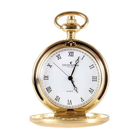 Gold Brushed Quartz Full Hunter Pocket Watch - Watch from the David Aster Collection at The Prince Webshop