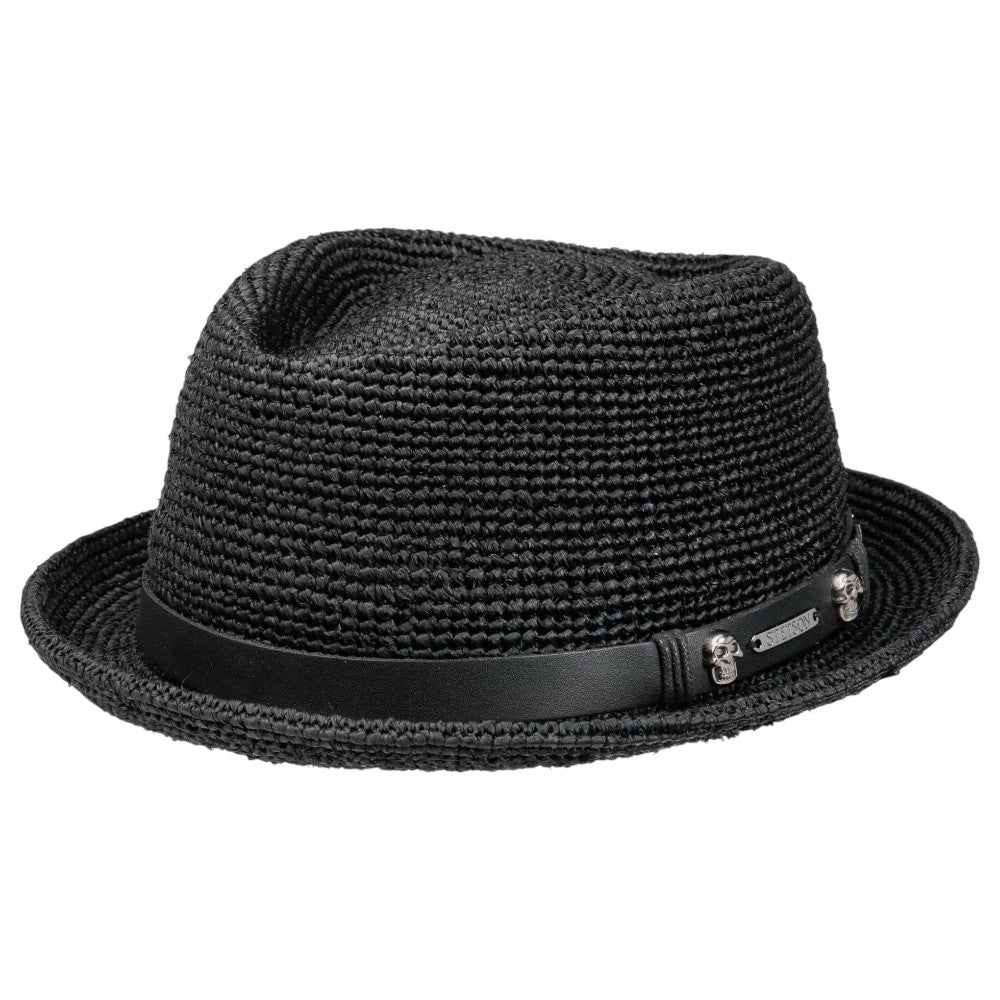 Stetson Diamond Raffia Crochet Stråhat - Sort - Hat fra Stetson hos The Prince Webshop
