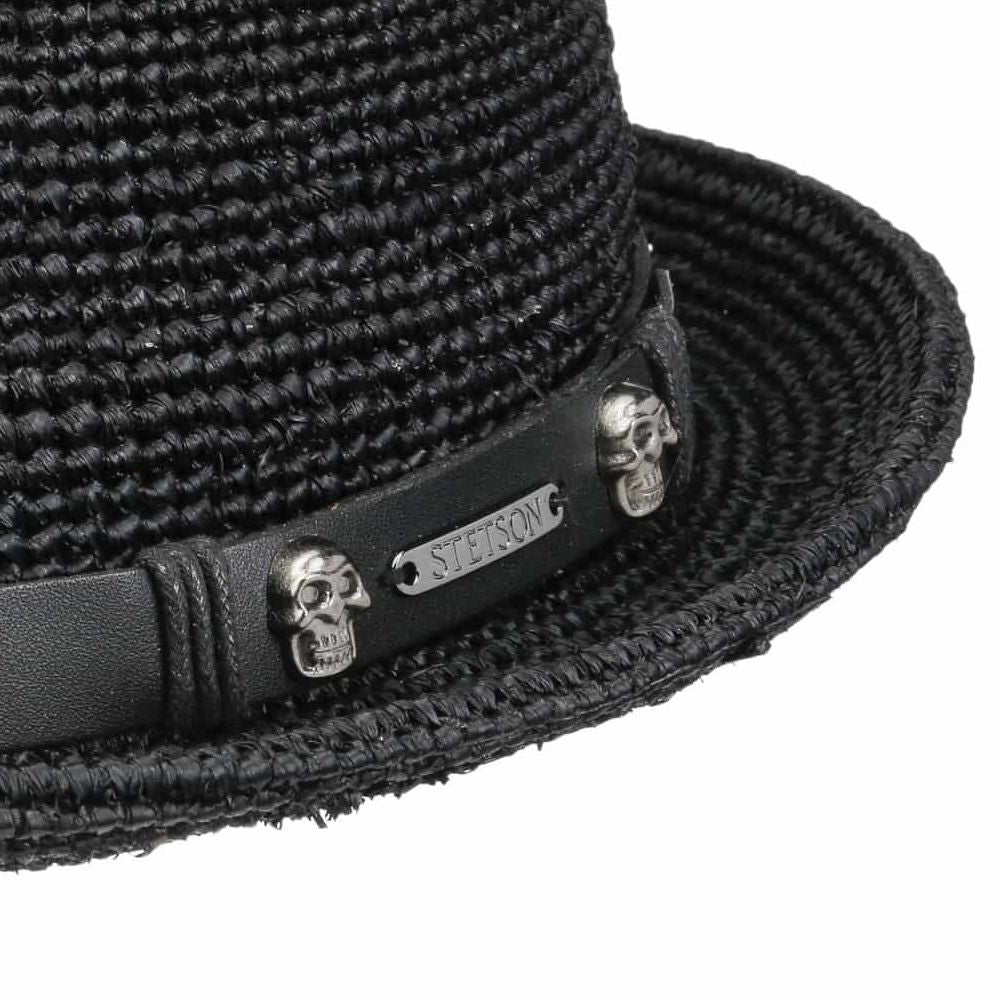 Stetson Diamond Raffia Crochet Stråhat - Sort - Hat fra Stetson hos The Prince Webshop