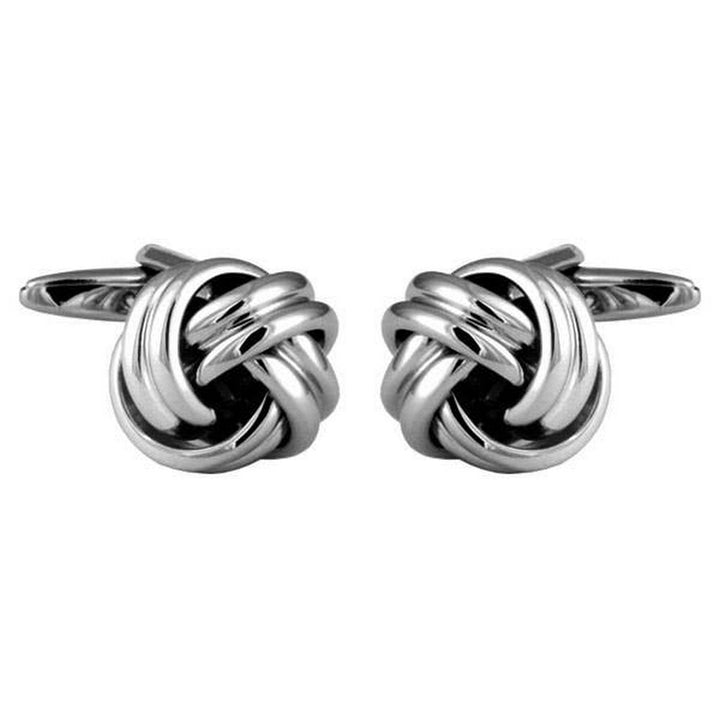 Double Cord Rhodium Plated Knot Cufflinks - UK Cufflinks - Cufflinks from the David Aster Collection at The Prince Webshop