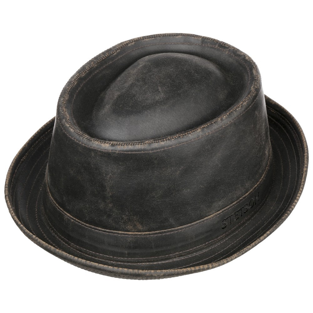 Stetson Porkpie CO/PES Deep Brown Oilskin Look - Pork Pie from Stetson at The Prince Webshop