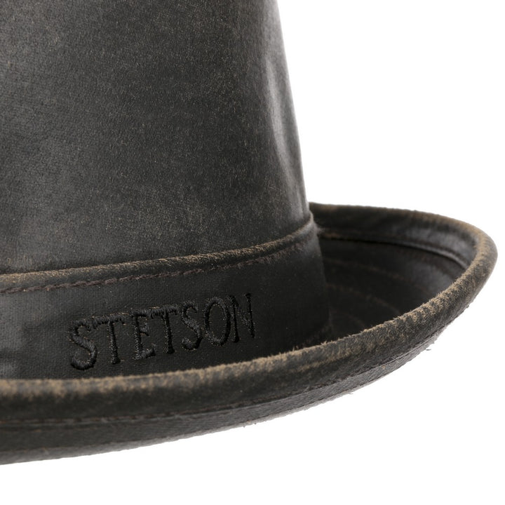Stetson Porkpie CO/PES Deep Brown Oilskin Look - Pork Pie fra Stetson hos The Prince Webshop