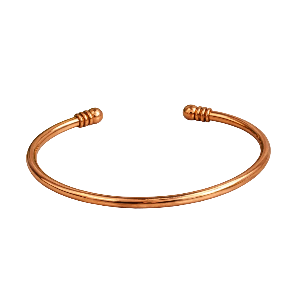 Glatpoleret armbånd i kobber med klemme og endekugler - Armbånd fra Ayurveda Specialist B.V. hos The Prince Webshop