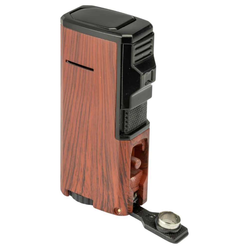 SKY Windsor 3-flame Jet Cigar Lighter med Puncher - Wood - Lighter fra SKY hos The Prince Webshop