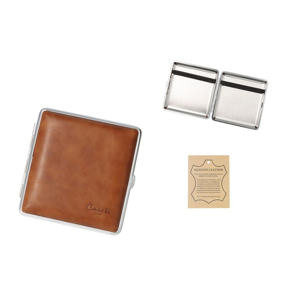 CASETI Cigarette Case for 20 King Size - Light Brown Leather - Cigarette Case from Caseti at The Prince Webshop