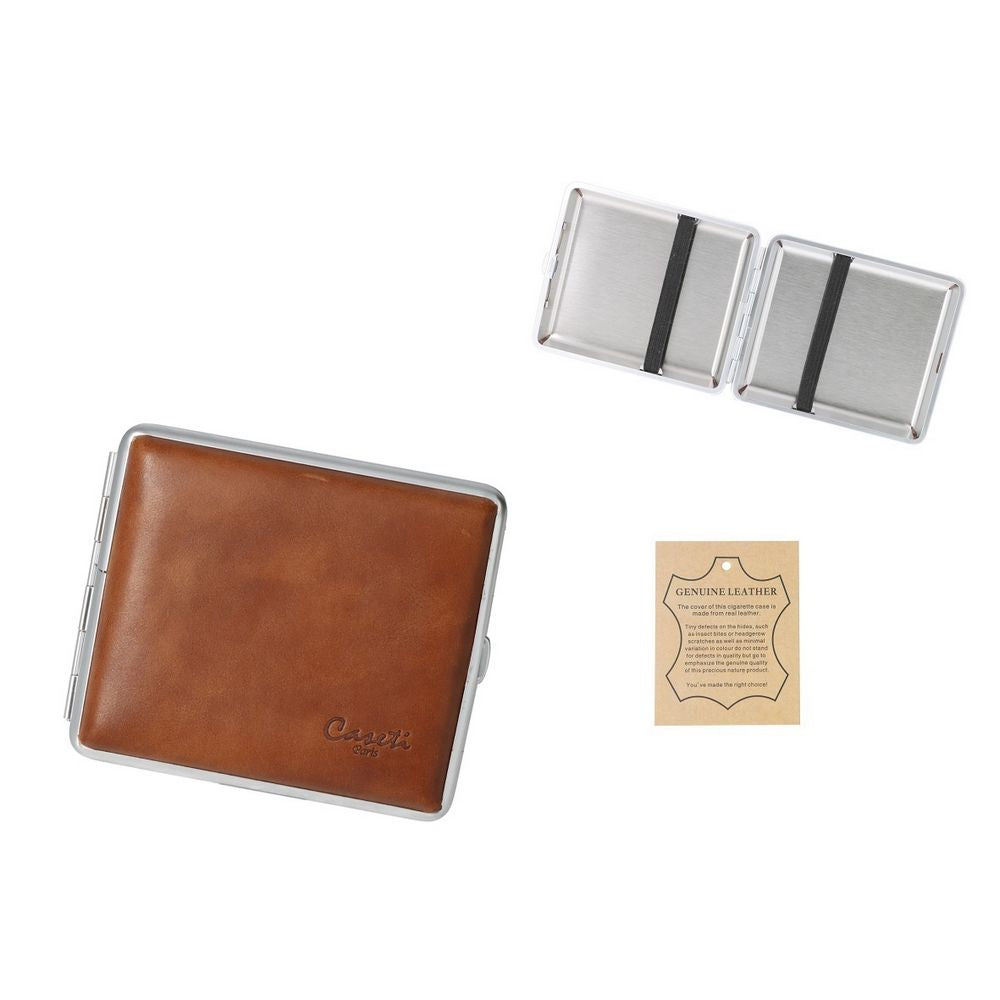 CASETI Cigarette Case for 18 King Size - Light Brown Leather - Cigarette Case from Caseti at The Prince Webshop