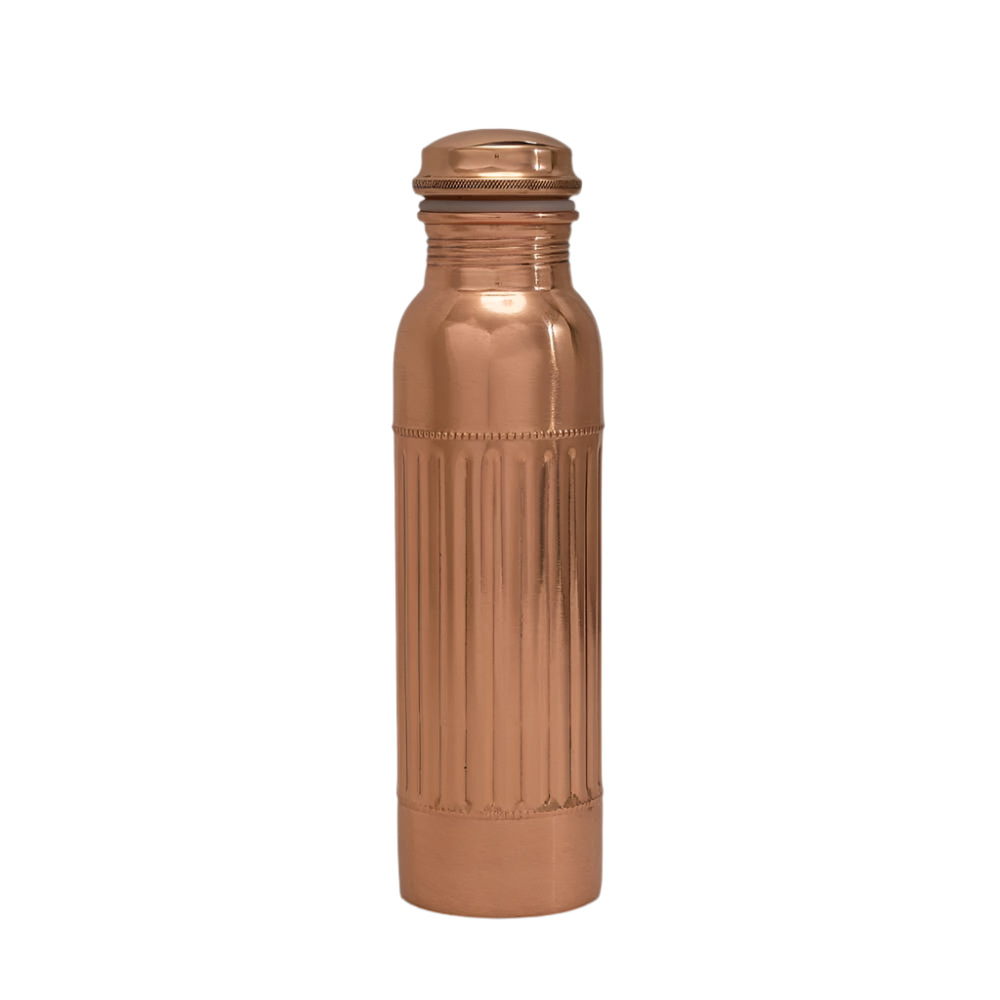 Pure copper Water bottle Dot Lining ± 950 ml (heavy) - Gift Idea from Ayurveda Specialist B.V. at The Prince Webshop