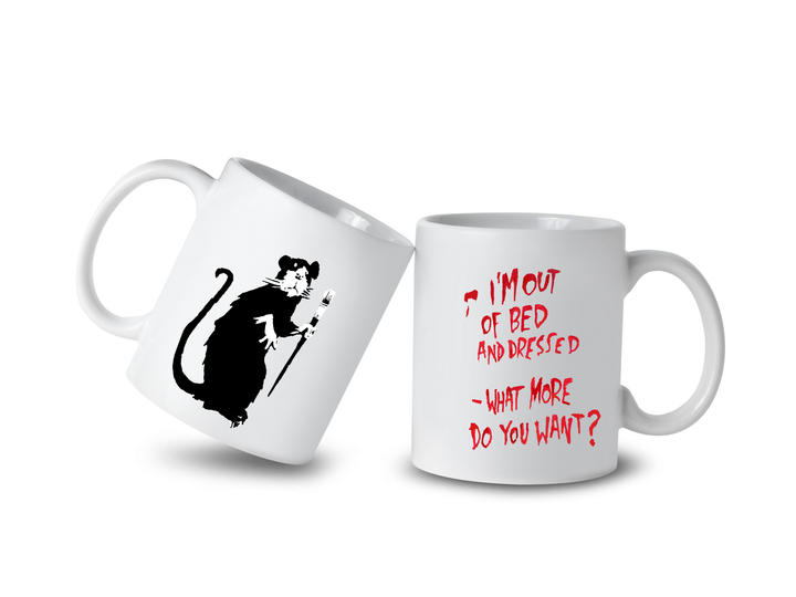 Banksy Ceramic Mug 325ml - I'm Out of Bed - Mug from URBAN.ITY at The Prince Webshop