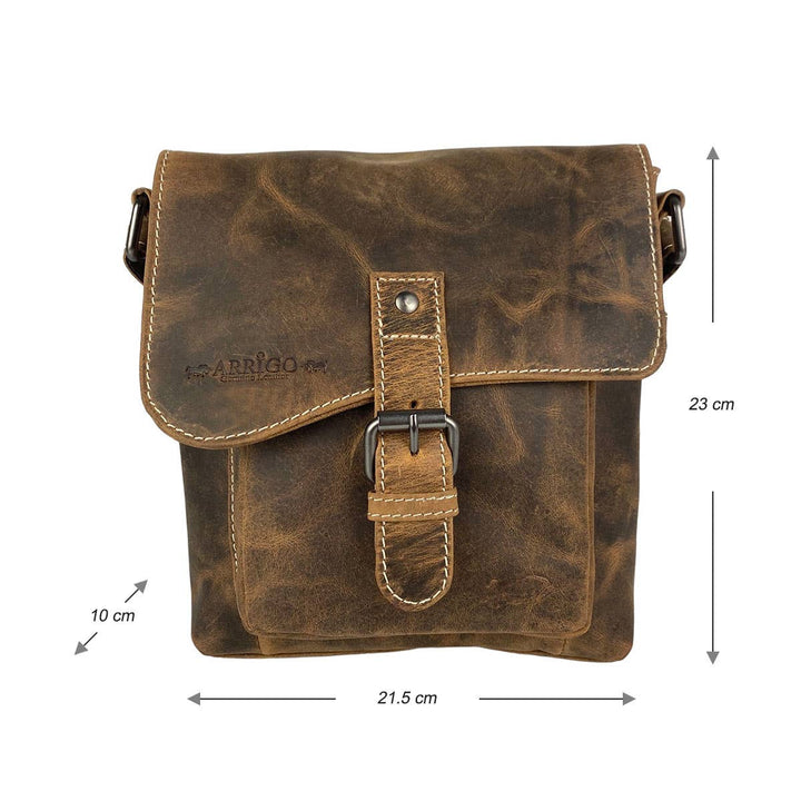 Arrigo Shoulder Bag with Flap - Buffalo Leather - Black - Bag from Arrigo at The Prince Webshop