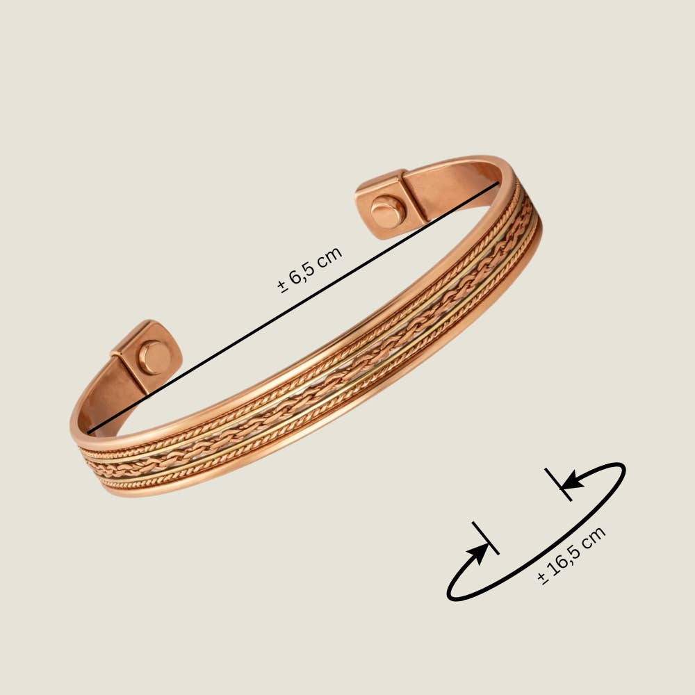 Copper and brass health clamp bracelet with 2 magnets – - Bracelet from Ayurveda Specialist B.V. at The Prince Webshop