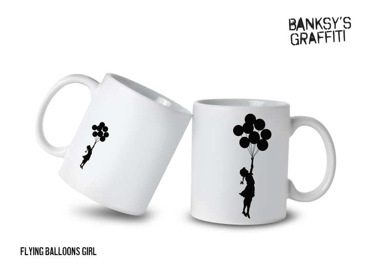 Banksy Ceramic Mug 325ml - Flying Balloons Girl - Krus fra Banksy's Grafitti hos The Prince Webshop