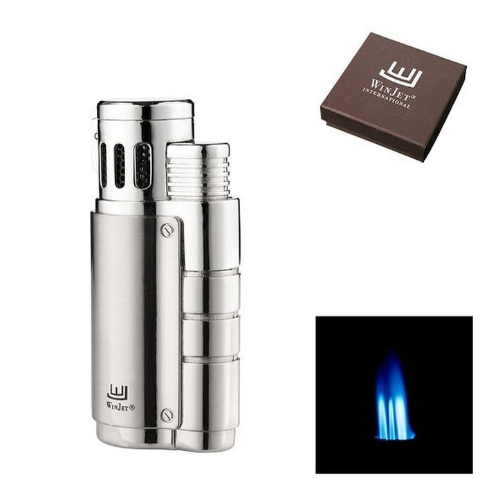 Winjet Escape Cigar Lighter 3 x Jet Chrome Satin w/Puncher - Lighter from Winjet at The Prince Webshop