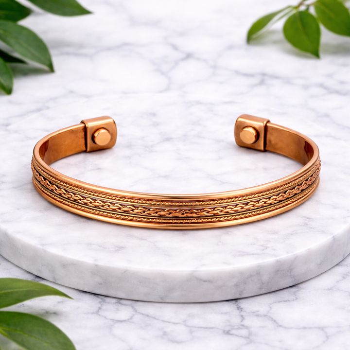 Copper and brass health clamp bracelet with 2 magnets – - Bracelet from Ayurveda Specialist B.V. at The Prince Webshop