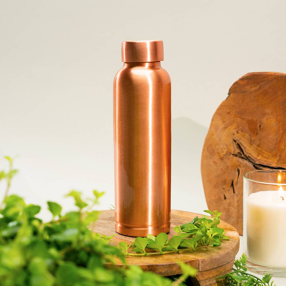 Pure Copper Water Bottle Smooth - 1 liter - Gift Idea from Ayurveda Specialist B.V. at The Prince Webshop