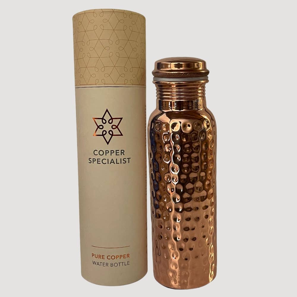 Ren kobber vandflaske hamret poleret ± 750 ml - Drikke Flaske fra Ayurveda Specialist B.V. hos The Prince Webshop