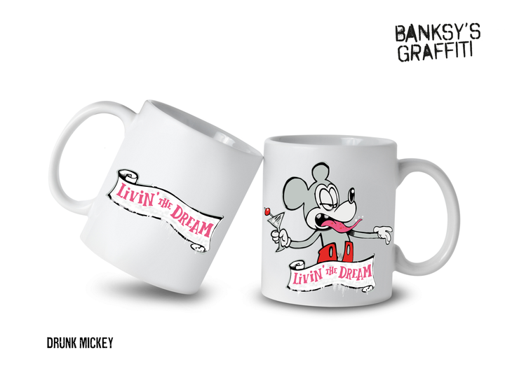 Banksy Ceramic Mug 325ml - Mickey Living the Dream - Krus fra Banksy's Grafitti hos The Prince Webshop