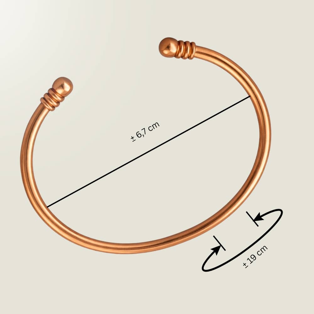 Glatpoleret armbånd i kobber med klemme og endekugler - Armbånd fra Ayurveda Specialist B.V. hos The Prince Webshop