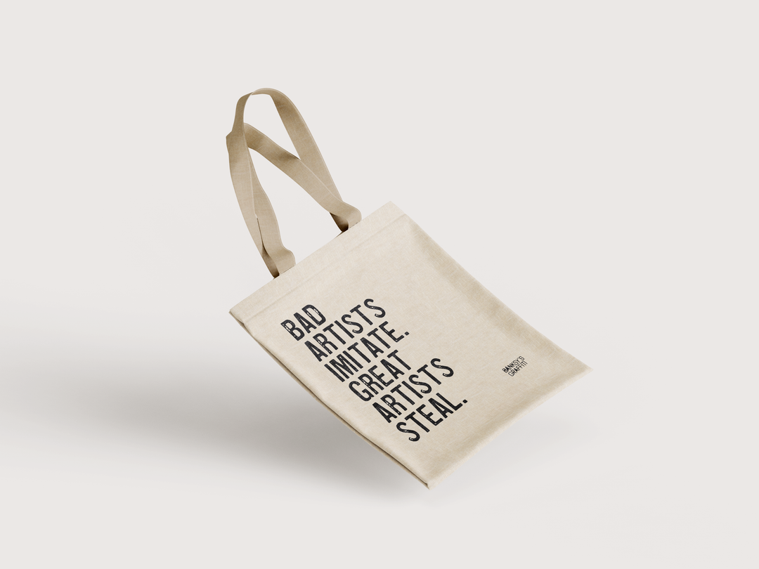 Banksy's Graffiti Mini Tote Bag - Bad Artists Imitate - Bags from URBAN.ITY at The Prince Webshop
