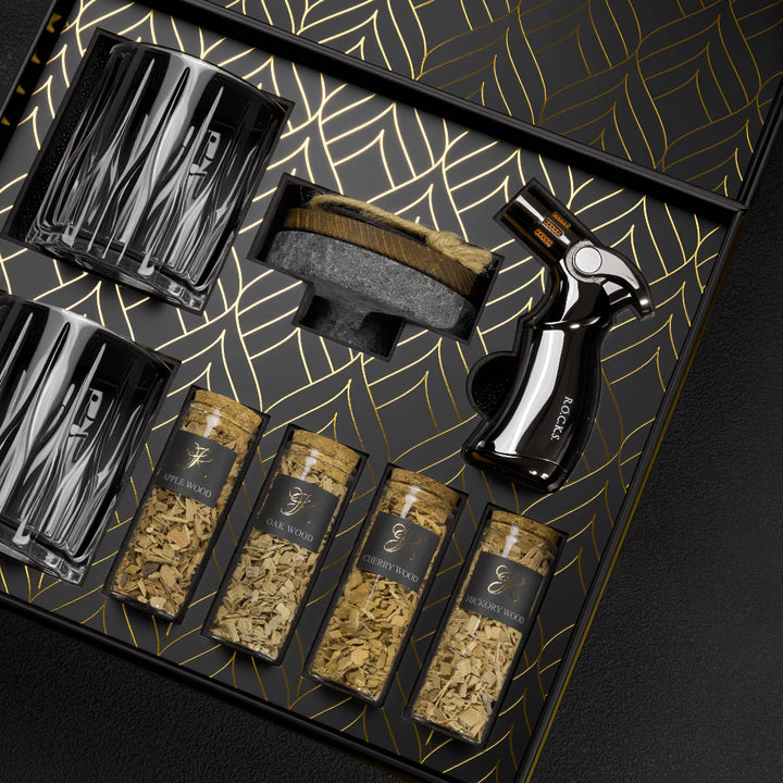 ROCKS Gavesæt: Whisky- og Cocktail Rygesæt - Bartender Gear fra ROCKS Whiskey Chilling Stones EU hos The Prince Webshop