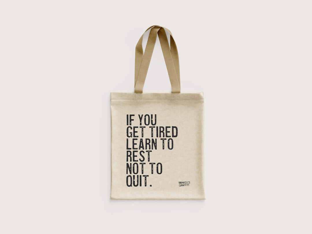 Banksy's Graffiti Mini Tote Bag - If You Get Tired - Tasker fra Banksy's Grafitti hos The Prince Webshop