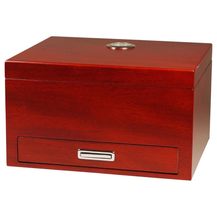 Humidor Redbrown Matt with Drawer - til ca. 40 cigarer - Cigar Humidor fra The Prince's Collection hos The Prince Webshop
