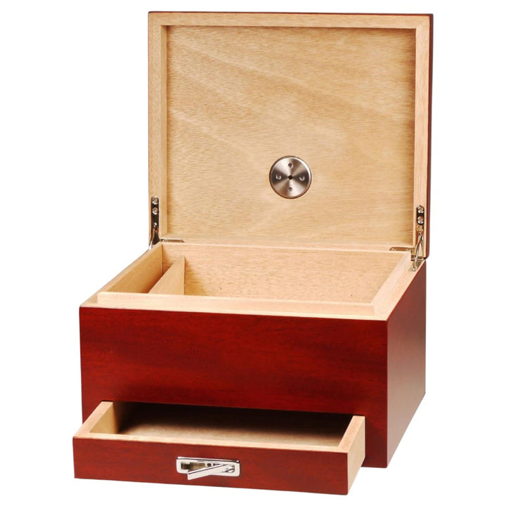Humidor Redbrown Matt with Drawer - til ca. 40 cigarer - Cigar Humidor fra The Prince's Collection hos The Prince Webshop