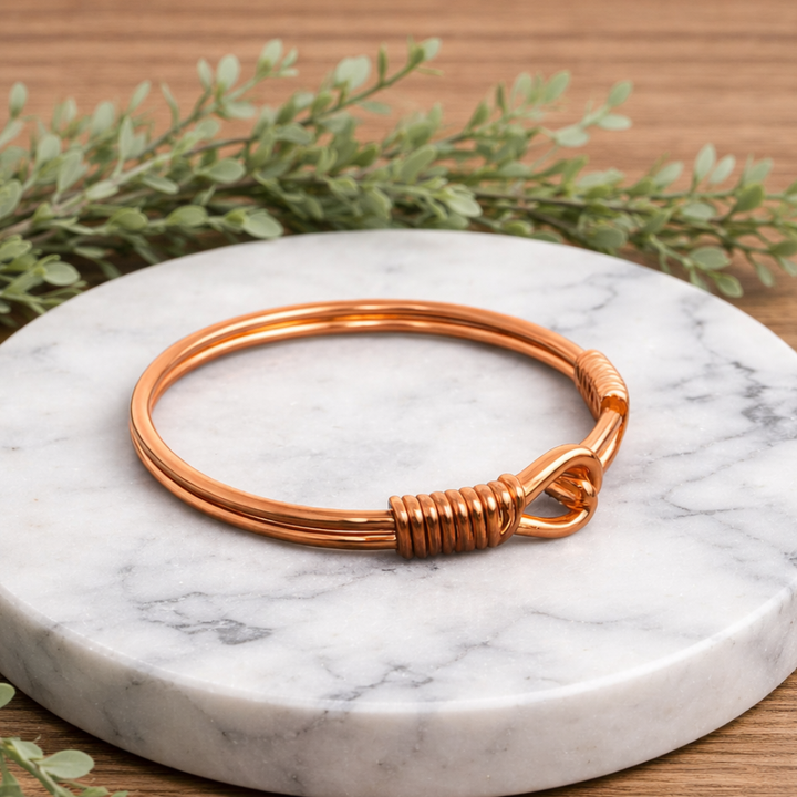 Kobber klemmearmbånd med krog-lukning til herrer - Armbånd fra Ayurveda Specialist B.V. hos The Prince Webshop