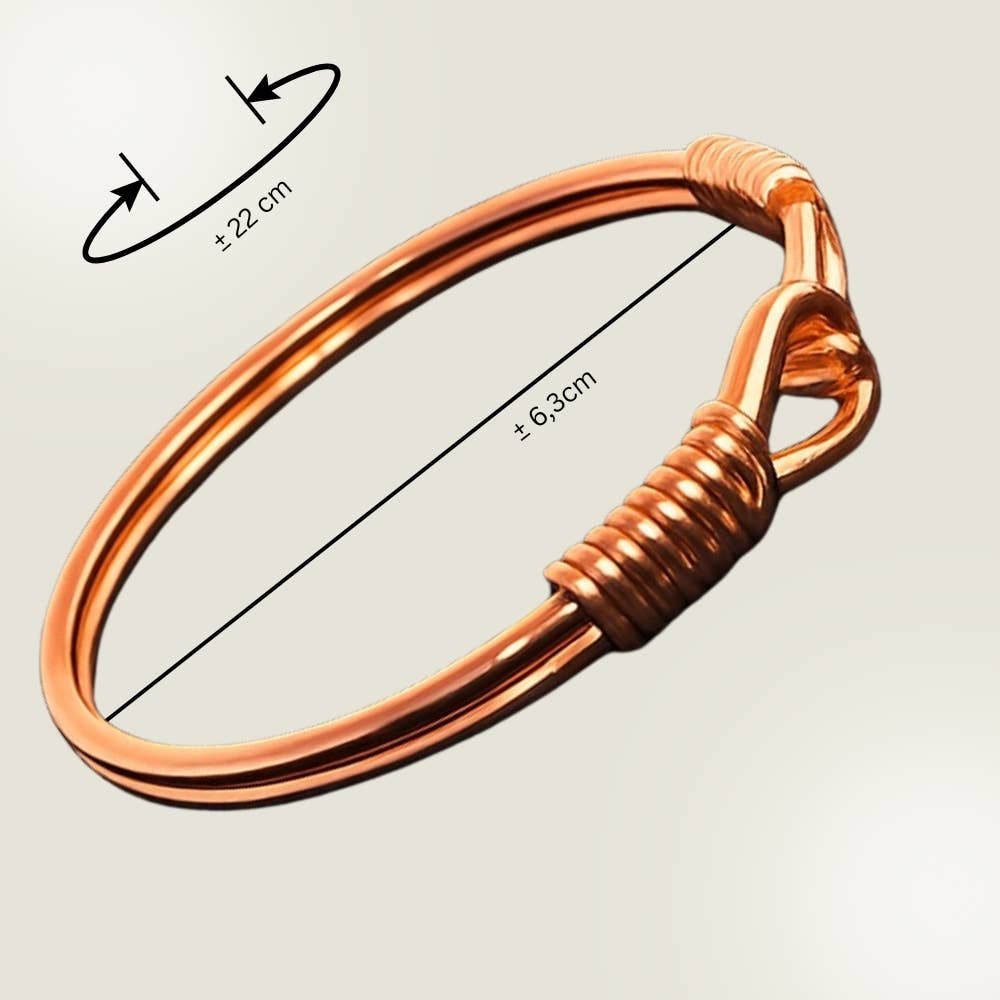Kobber klemmearmbånd med krog-lukning til herrer - Armbånd fra Ayurveda Specialist B.V. hos The Prince Webshop