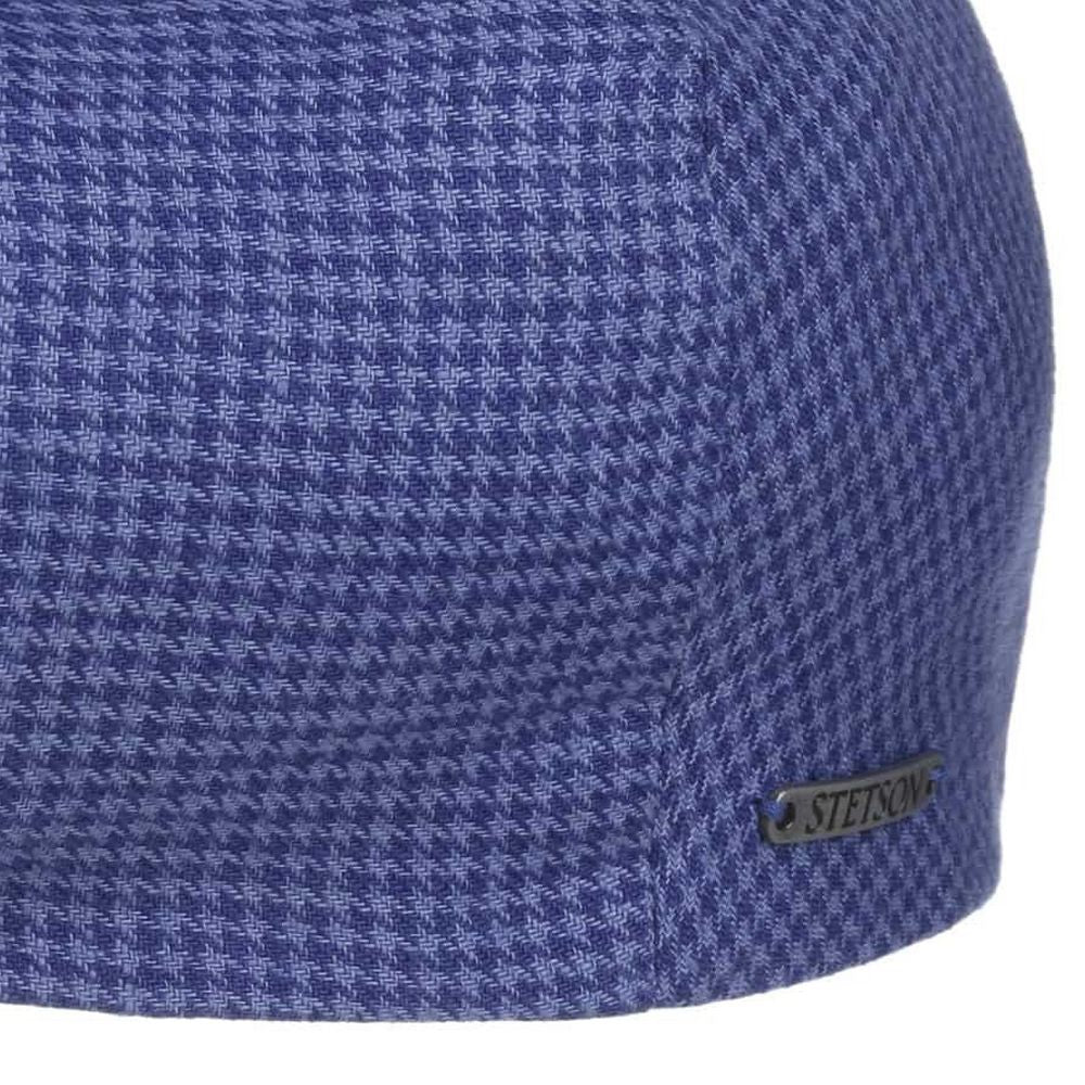 Kent Linen Houndstooth Stetson Golf Cap - Blå - Flat Cap fra Stetson hos The Prince Webshop