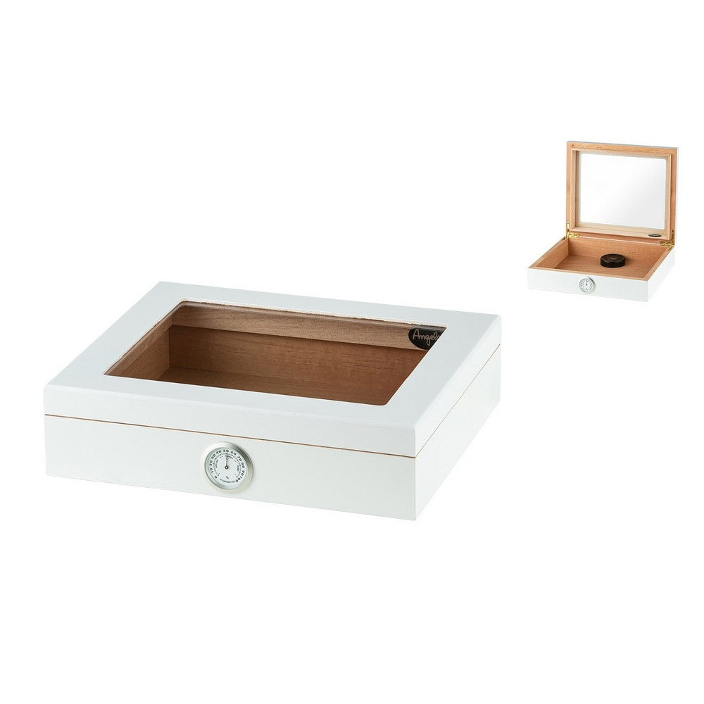 Angelo Glastop Cigar Humidor i Hvidtlakeret Træ - Cigar Humidor fra Angelo hos The Prince Webshop