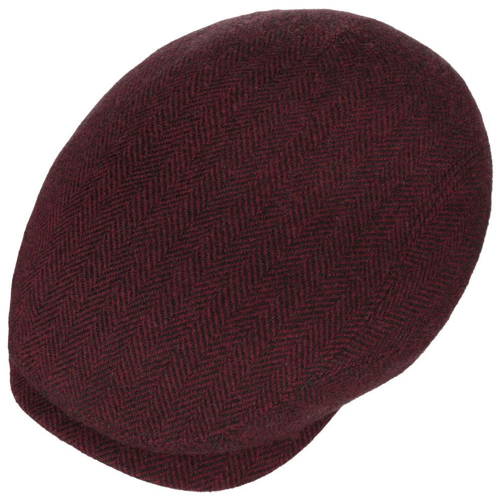 Stetson Driver Cap Wool Herringbone Red Grey - S (55 cm) - Flat Cap fra Stetson hos The Prince Webshop
