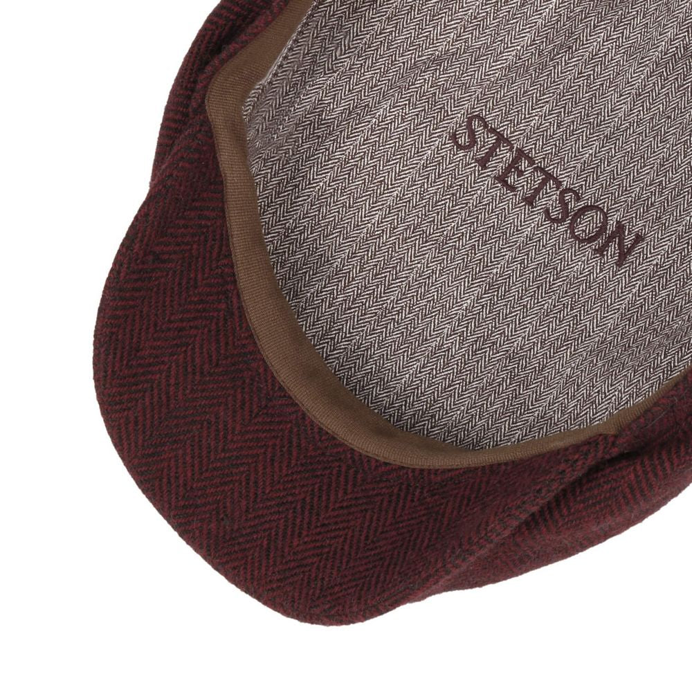 Stetson Driver Cap Wool Herringbone Red Gray - S (55 cm) - Flat Cap from Stetson at The Prince Webshop