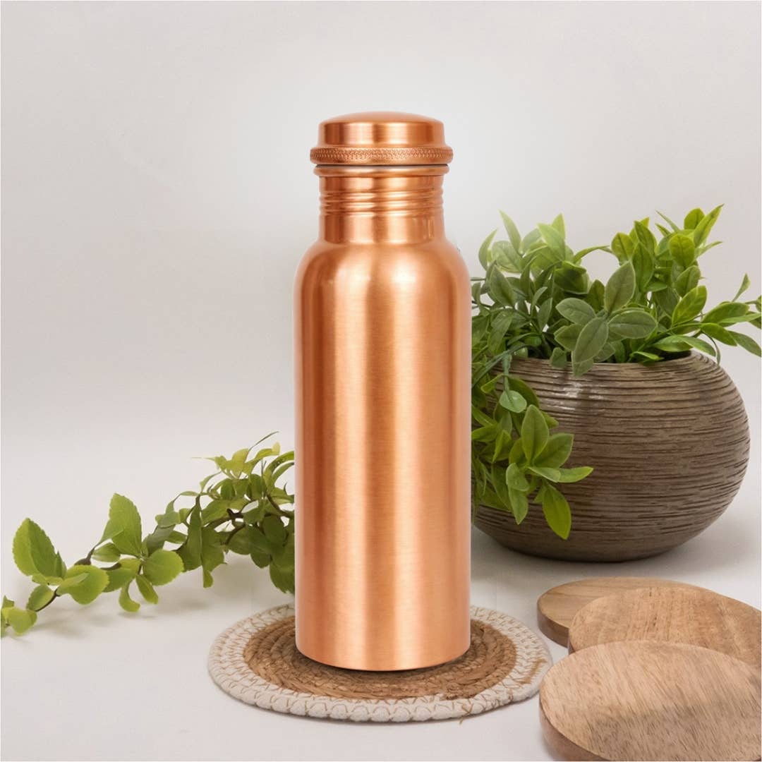 Ren kobber vandflaske glat mat ± 750 ml (tung)