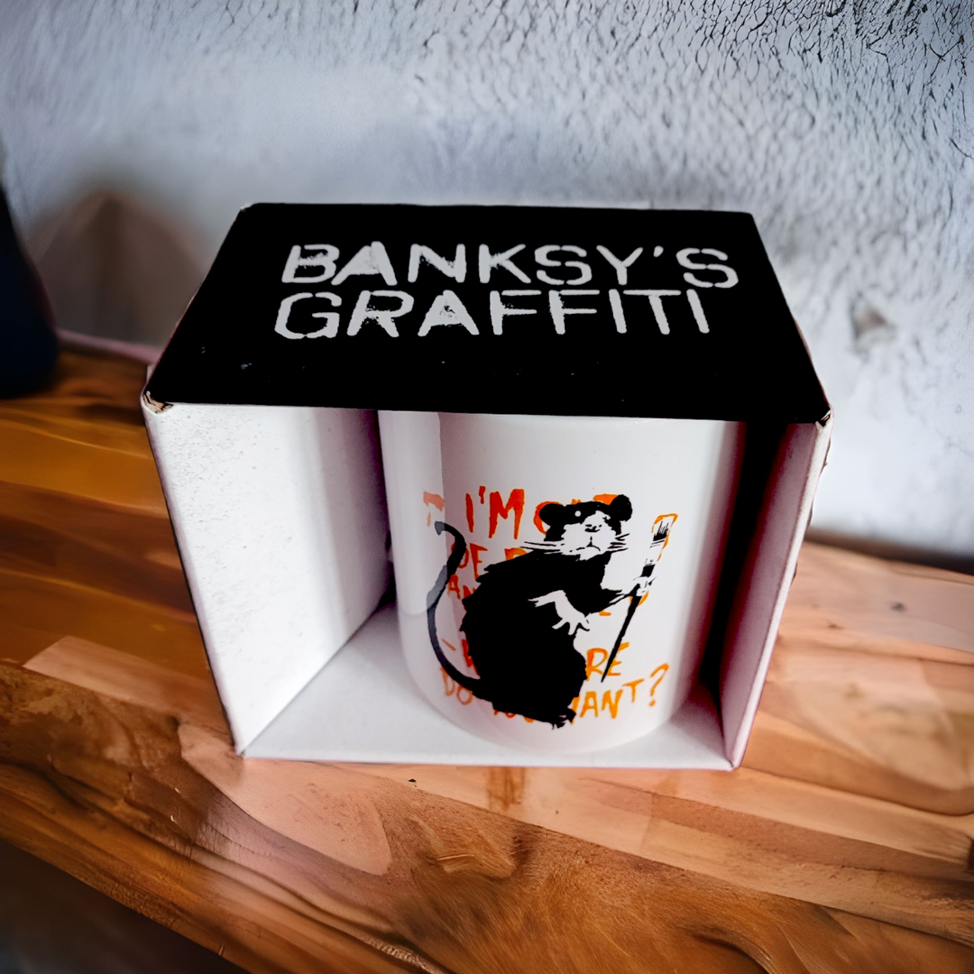 Banksy Ceramic Mug 325ml - I'm Out of Bed - Mug from URBAN.ITY at The Prince Webshop