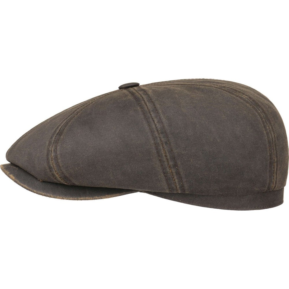 Stetson Hatteras CO/PES Flat Cap Brunt Oilskin Look - Flat Cap fra Stetson hos The Prince Webshop