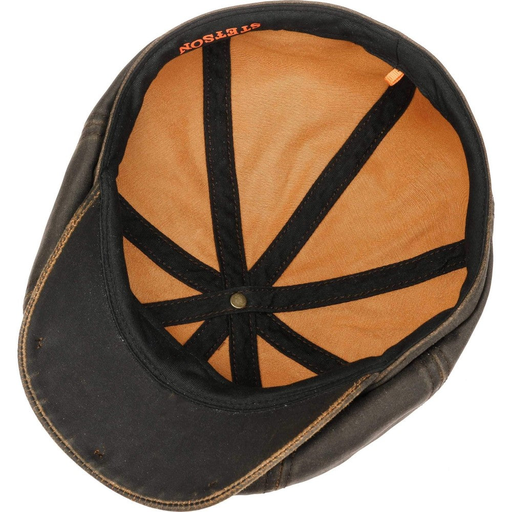 Stetson Hatteras CO/PES Flat Cap Brunt Oilskin Look